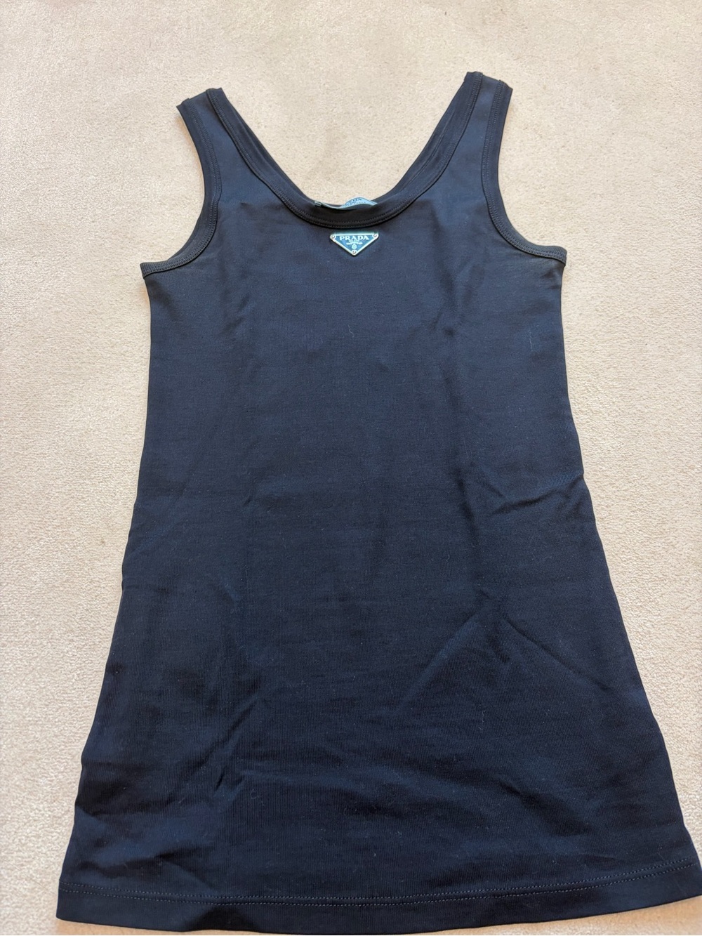 Prada navy blue Tank Top with Silver Triangle Logo